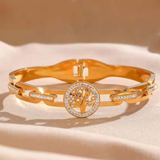 1 Pc Turkish Design Gold Plated Crystal Kara Bangle