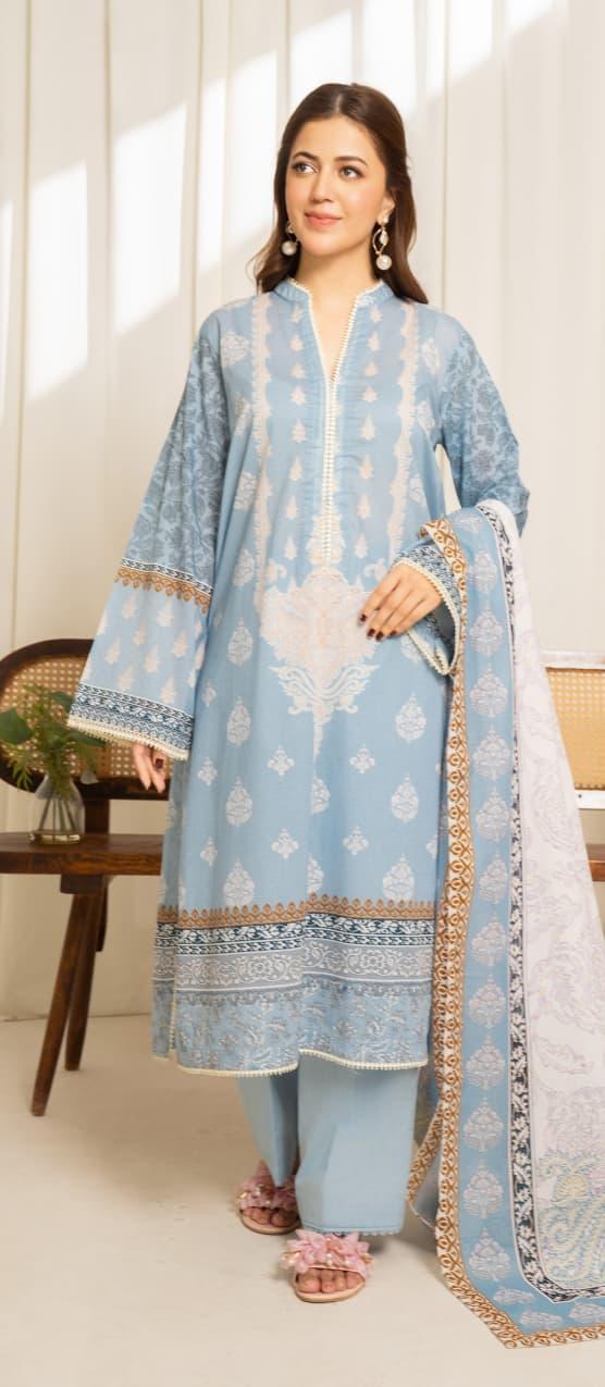 3 Pcs Women's Unstitched Printed Suit