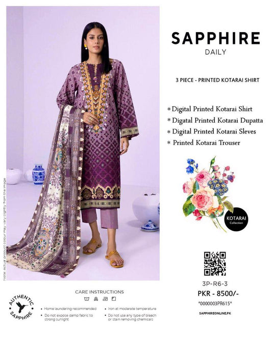 3 Pcs Women's Unstitched Printed Kotarai Suit