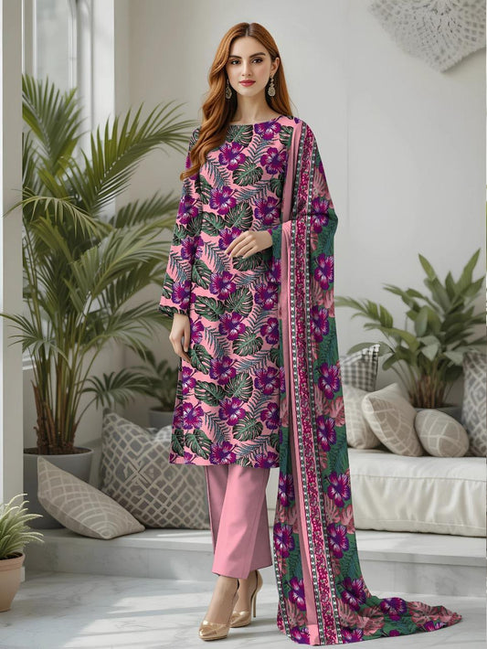3 Pcs Women's Unstitched Printed Suit