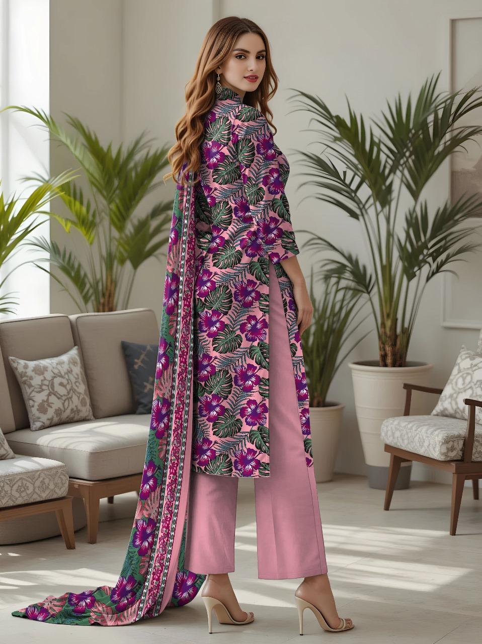 3 Pcs Women's Unstitched Printed Suit