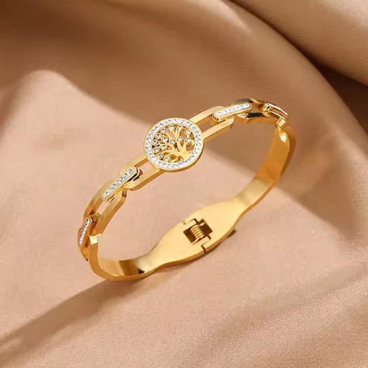 1 Pc Turkish Design Gold Plated Crystal Kara Bangle