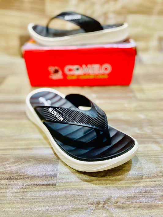 Men's Casual Black Synthetic Leather Slide Slippers - 1 Pcs