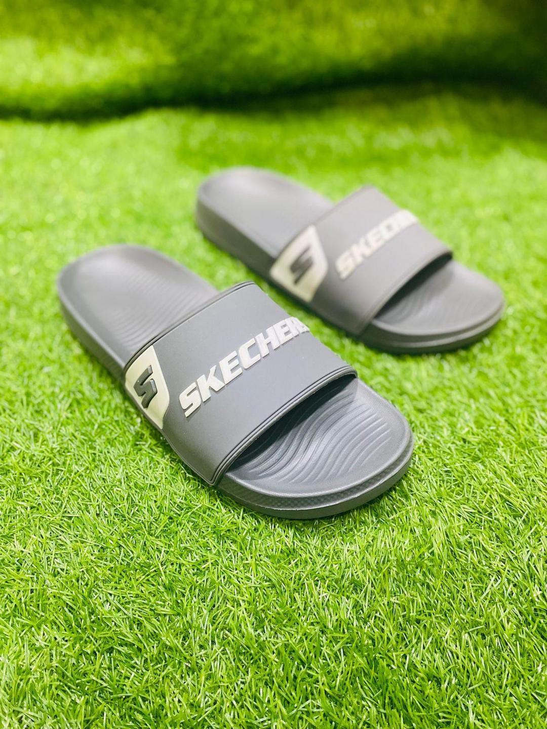 Men's Casual PU Leather Slide Slippers - 1 Pcs Grey