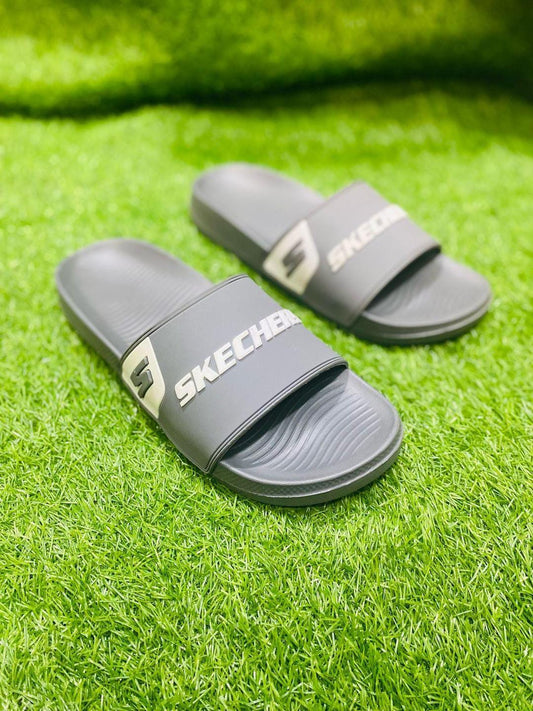 Men's Casual PU Leather Slide Slippers - 1 Pcs Grey
