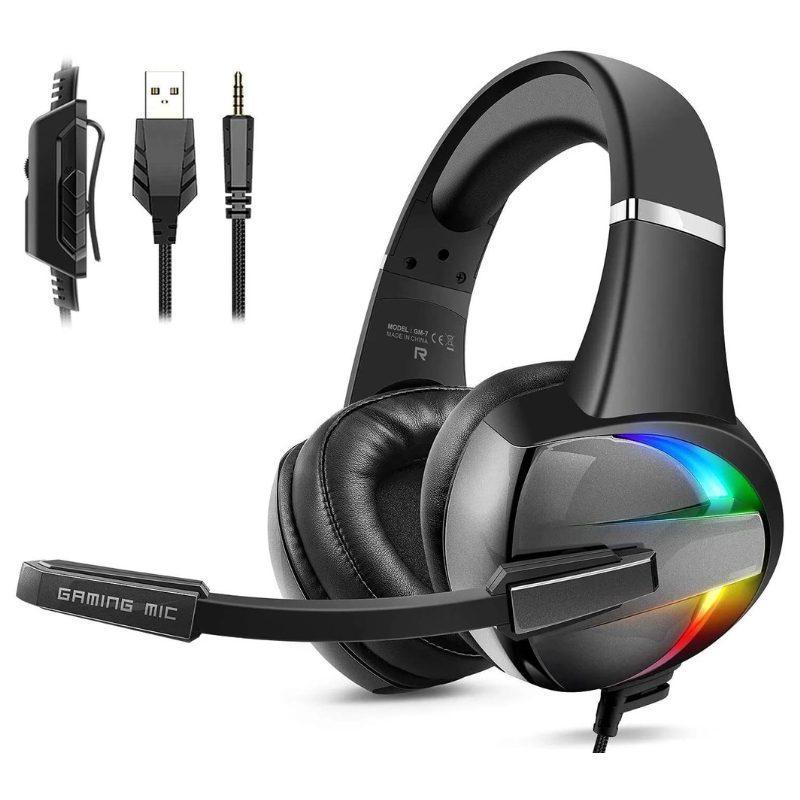 BEEXCELLENT GM-7 RGB Gaming Headset – 7.1 Surround Sound | Noise-Cancelling Mic | LED Lights
