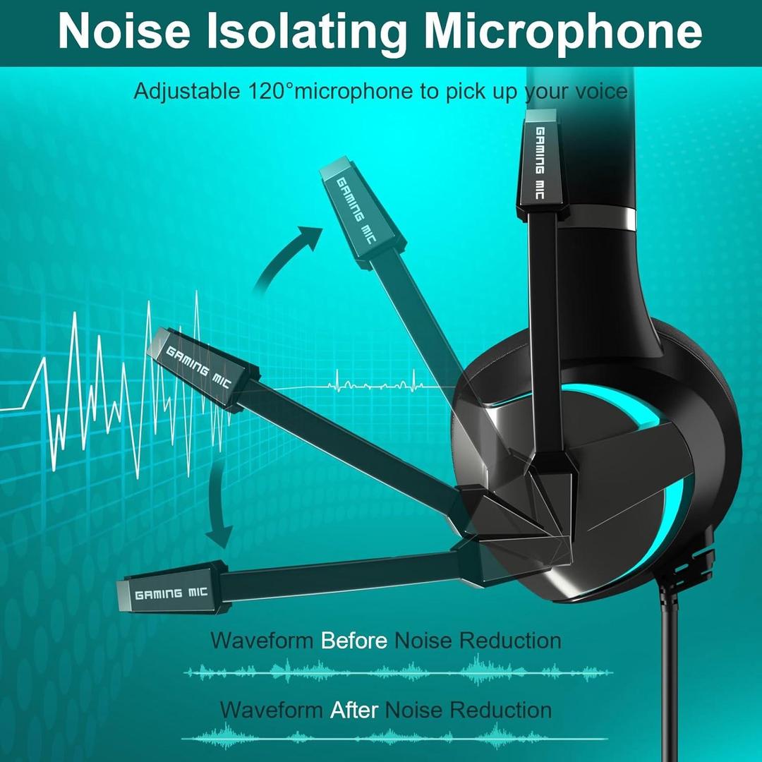 BEEXCELLENT GM-7 RGB Gaming Headset – 7.1 Surround Sound | Noise-Cancelling Mic | LED Lights