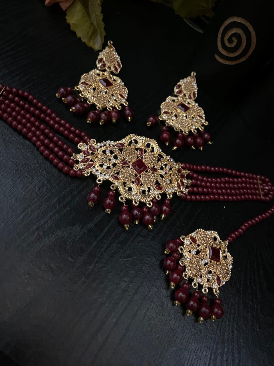 Bridal Gold Plated Zircon Choker Set