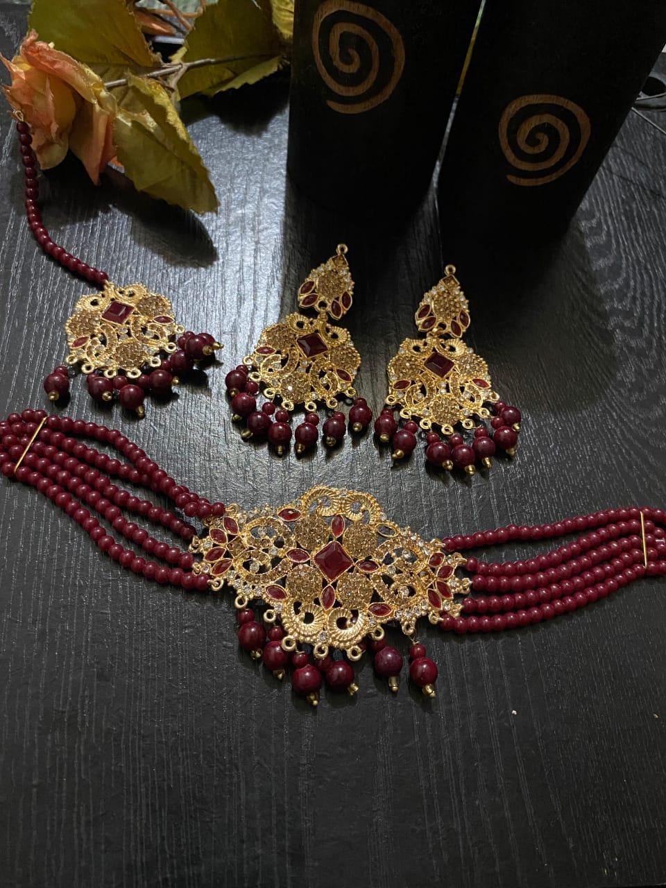 Bridal Gold Plated Zircon Choker Set
