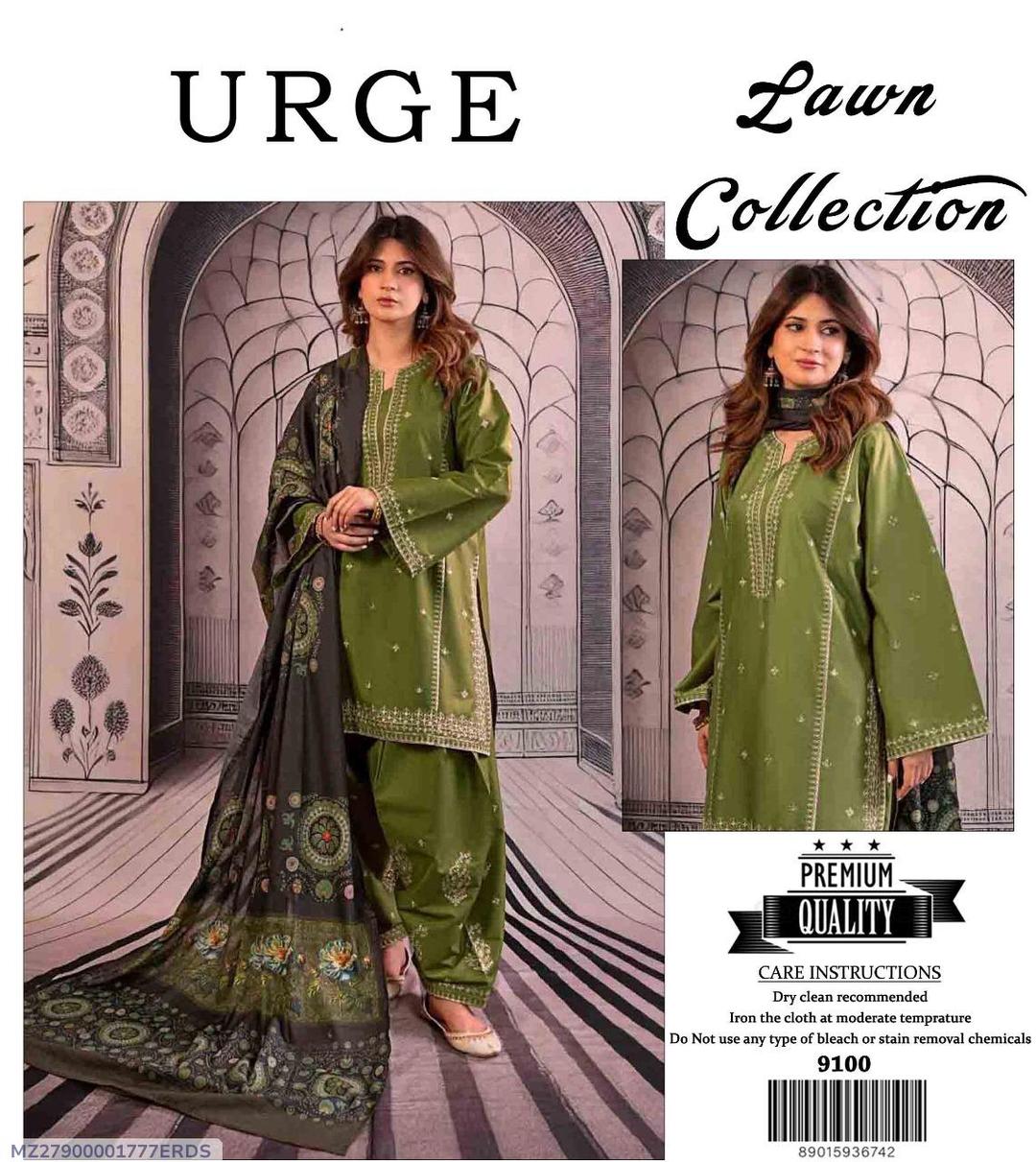 3 Pcs Women's Unstitched Embroidered Suit