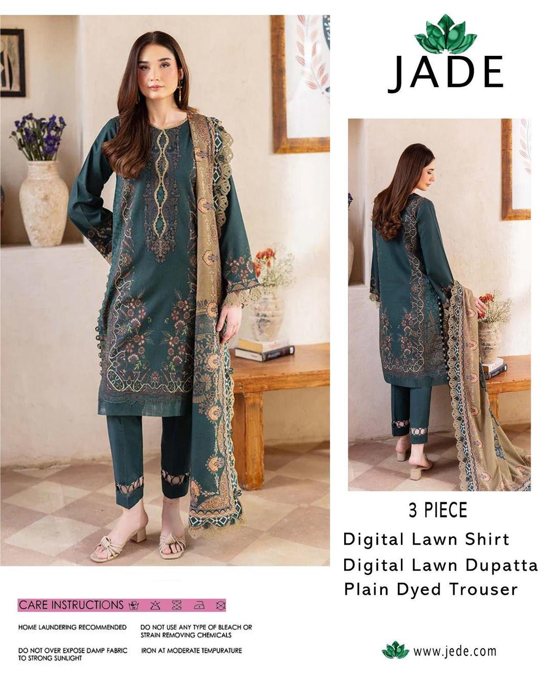 3 Pcs Women's Unstitched Digital Print Suit